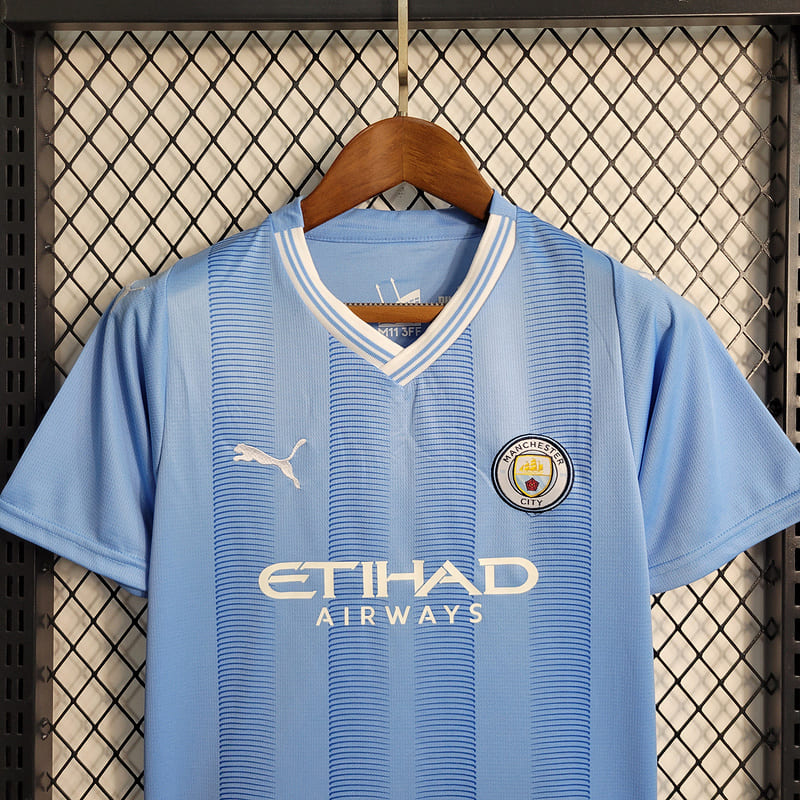 Kit Infantil Manchester City I 23/24 (Sob encomenda)