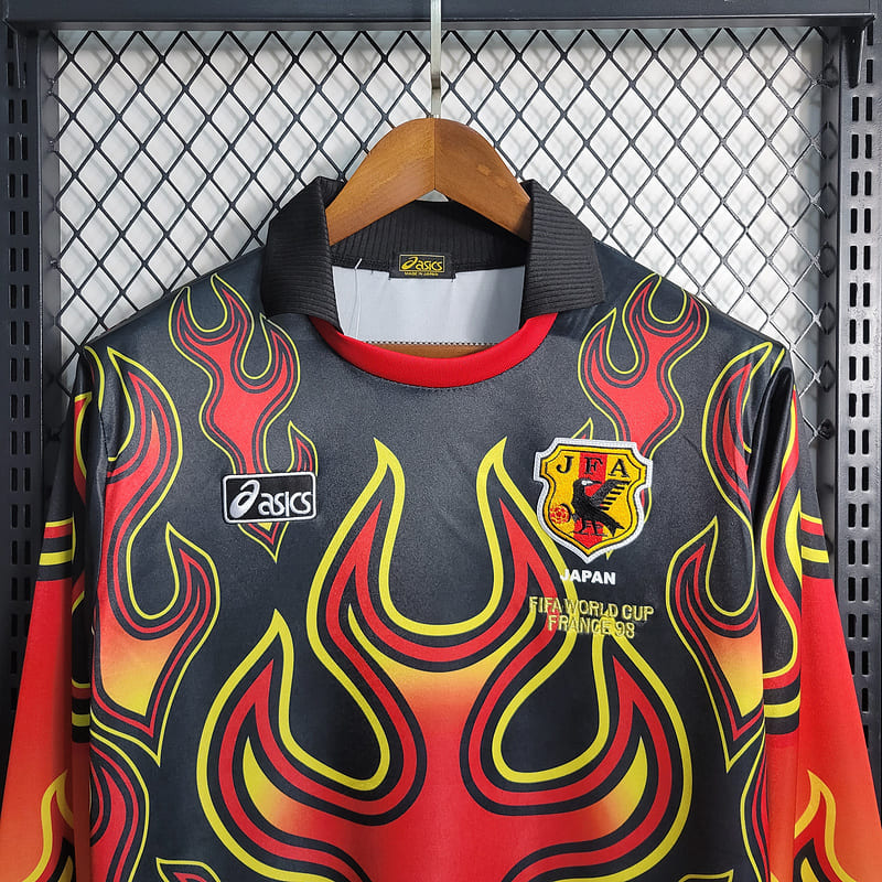 Camisa Japão Goleiro 'Red Flame' 1998 Retrô Manga Longa (Sob encomenda)