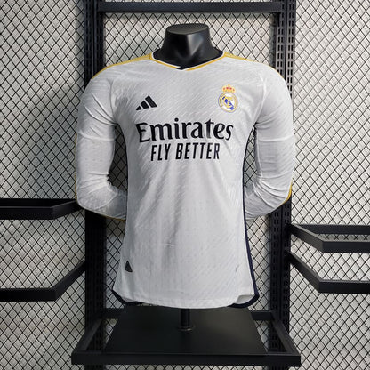 Camisa Real Madrid I 23/24 Jogador Manga Longa (Sob encomenda)