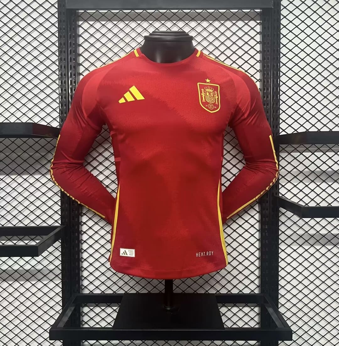 Camisa Espanha I 2024 Jogador Manga Longa (Sob encomenda)