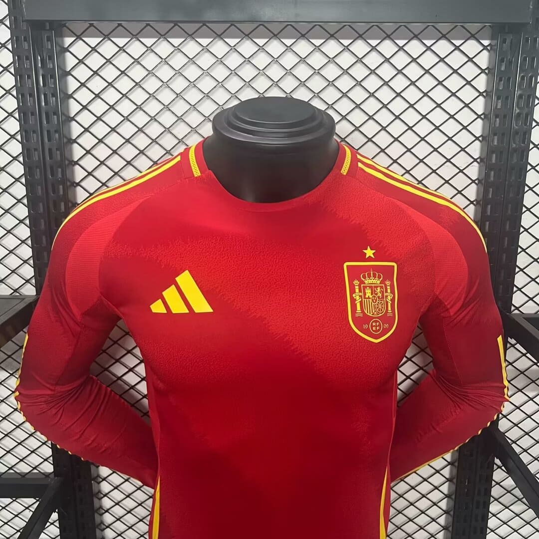 Camisa Espanha I 2024 Jogador Manga Longa (Sob encomenda)