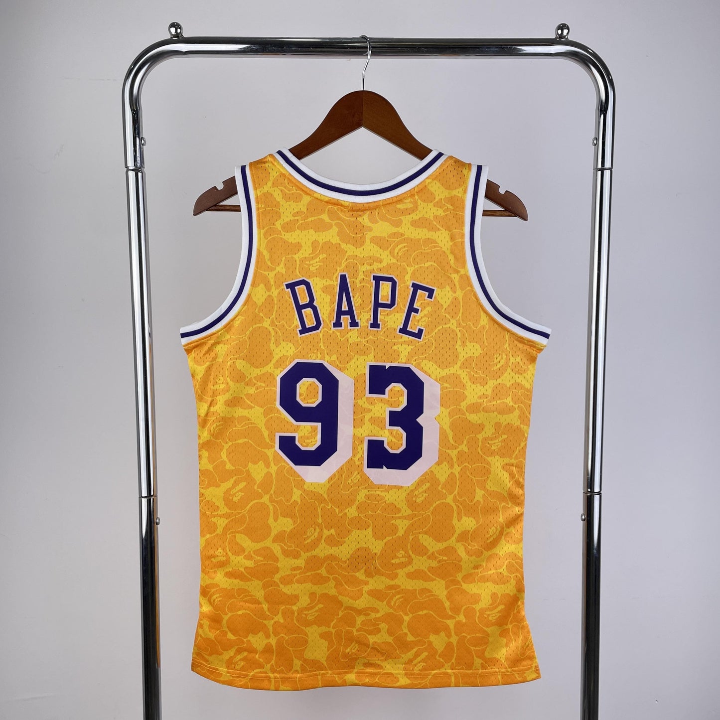 Regata Los Angeles Lakers NBA 1996 Bape X Mitchell And Ness Hardwood Classics Masculina (Sob encomenda)