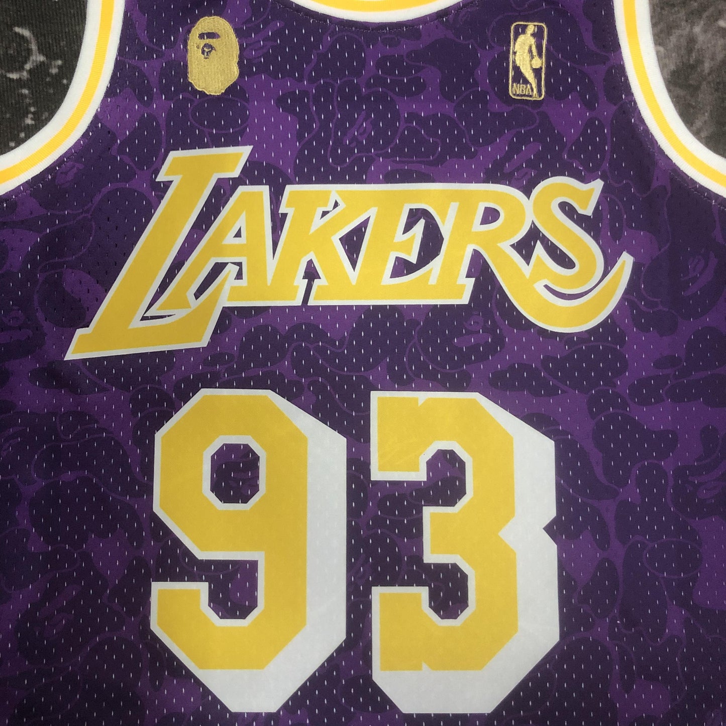 Regata Los Angeles Lakers NBA 1993 Bape X Mitchell And Ness Hardwood Classics Masculina (Sob encomenda)