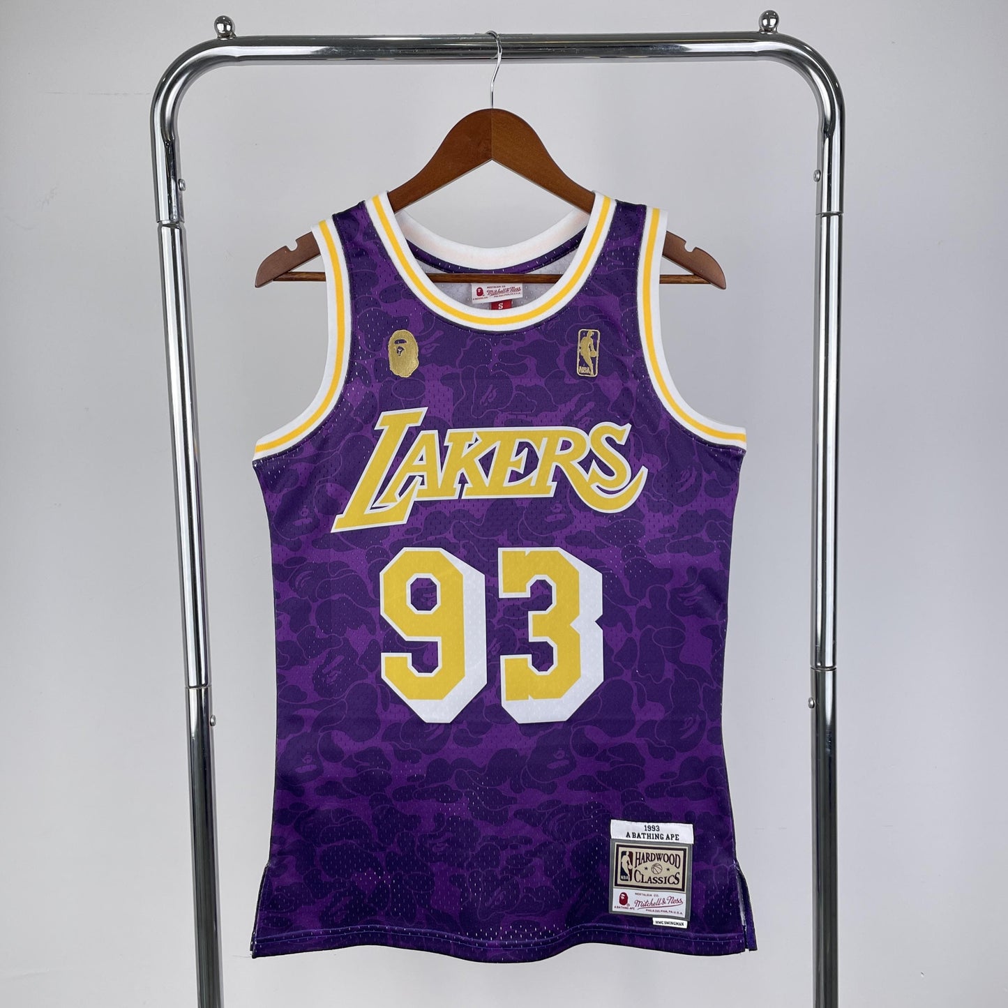 Regata Los Angeles Lakers NBA 1993 Bape X Mitchell And Ness Hardwood Classics Masculina (Sob encomenda)