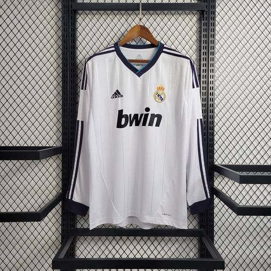 Camisa Real Madrid I 12/13 Retrô Manga Longa (Sob encomenda)