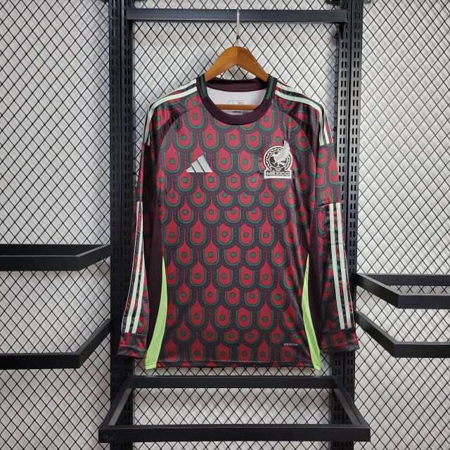 Camisa México I 2024 Torcedor Manga Longa (Sob encomenda)