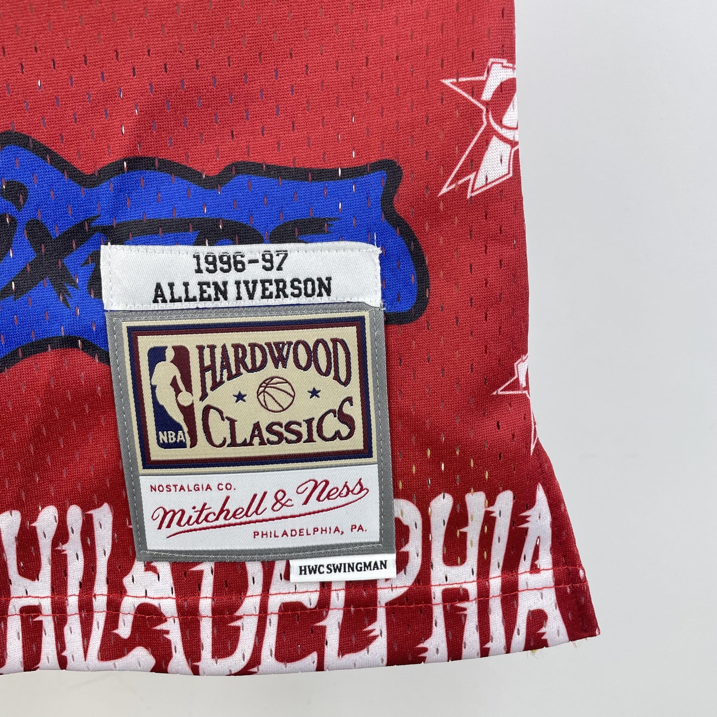 Regata Philadelphia 76ers NBA 1996 Mitchell And Ness Hardwood Classics Masculina (Sob encomenda)