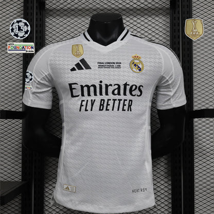 Camisa Real Madrid I 24/25 Jogador com Patchs (Sob encomenda)