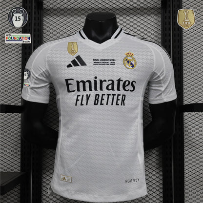 Camisa Real Madrid I 24/25 Jogador com Patchs (Sob encomenda)