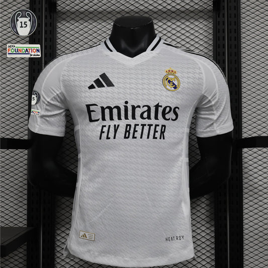 Camisa Real Madrid I 24/25 Jogador com Patchs (Sob encomenda)