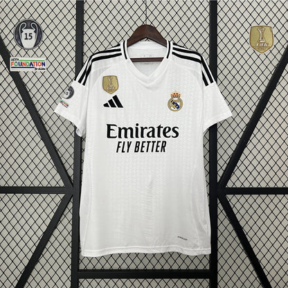 Camisa Real Madrid I 24/25 Torcedor com Patchs (Sob encomenda)