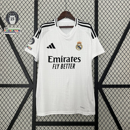 Camisa Real Madrid I 24/25 Torcedor com Patchs (Sob encomenda)