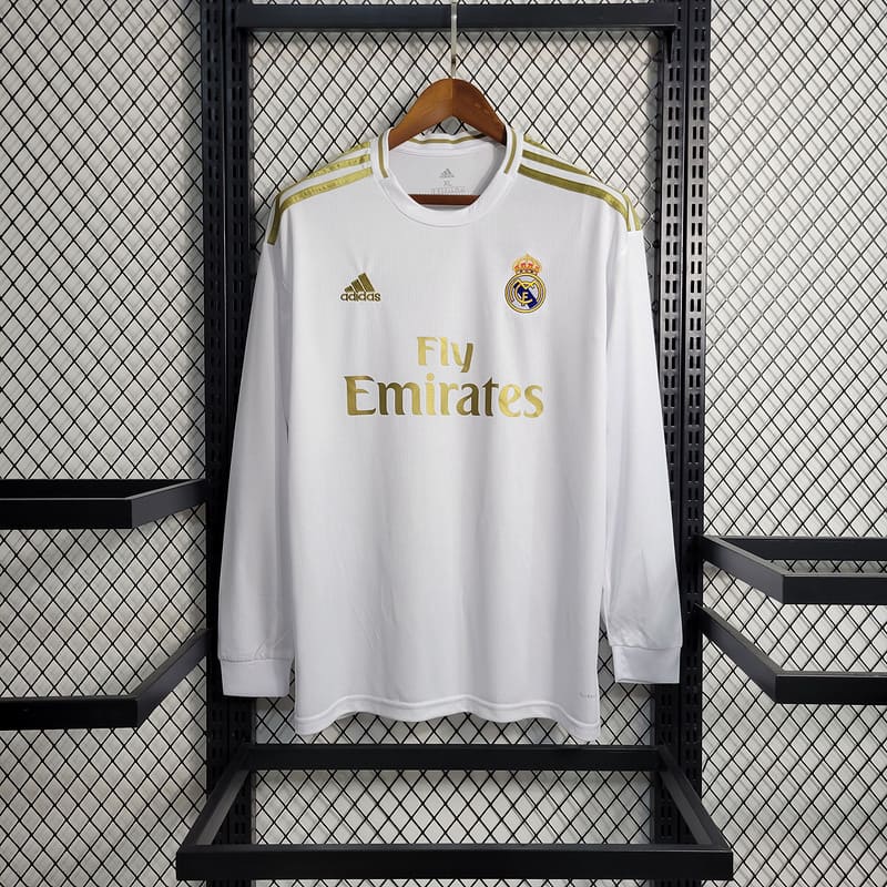 Camisa Real Madrid I 19/20 Retrô Manga Longa (Sob encomenda)