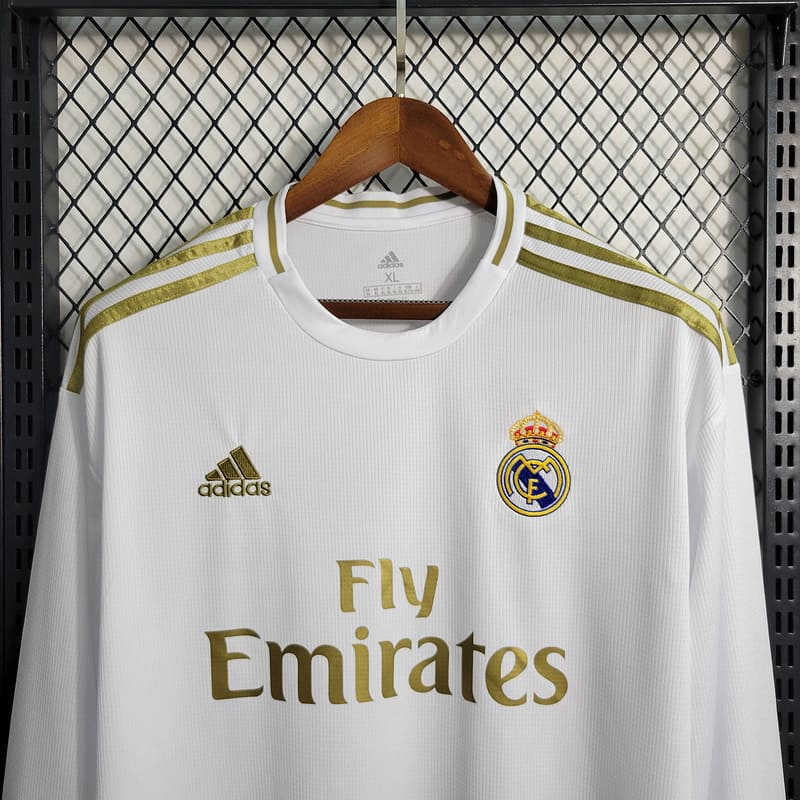 Camisa Real Madrid I 19/20 Retrô Manga Longa (Sob encomenda)