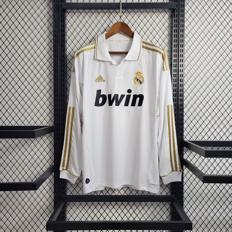 Camisa Real Madrid I 11/12 Retrô Manga Longa (Sob encomenda)