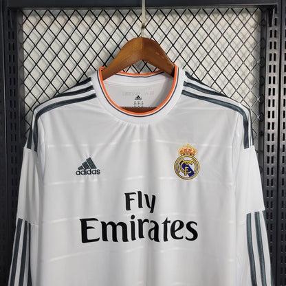 Camisa Real Madrid I 13/14 Retrô Manga Longa (Sob encomenda)