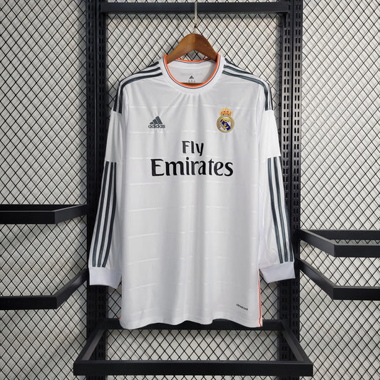 Camisa Real Madrid I 13/14 Retrô Manga Longa (Sob encomenda)