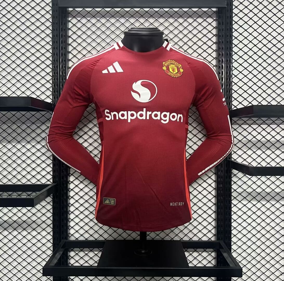 Camisa Manchester United I 24/25 Jogador Manga Longa (Sob encomenda)