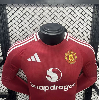 Camisa Manchester United I 24/25 Jogador Manga Longa (Sob encomenda)